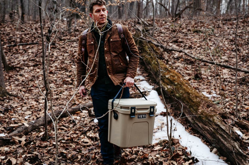 Cooler Bill Barton holding a Yeti Roadie 24 Cooler