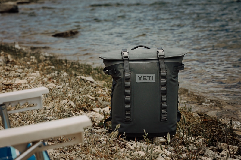 Yeti Hopper M20 backpack on shoreline