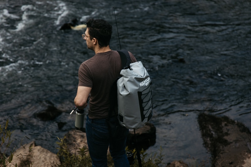 model wearin Icemule cooler backpack