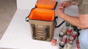 adding cans into RTIC backpack cooler